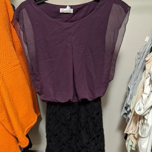 Business casual purple and black dress